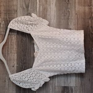 Women's White Lace off The Shoulder Milkmade Crop Top